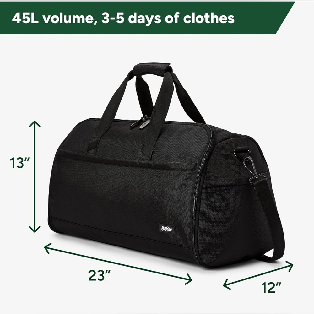 Premium 2-in-1 Convertible Garment Duffel Bag - Carry-on - 45L - Jet Black - Picture 8 of 12